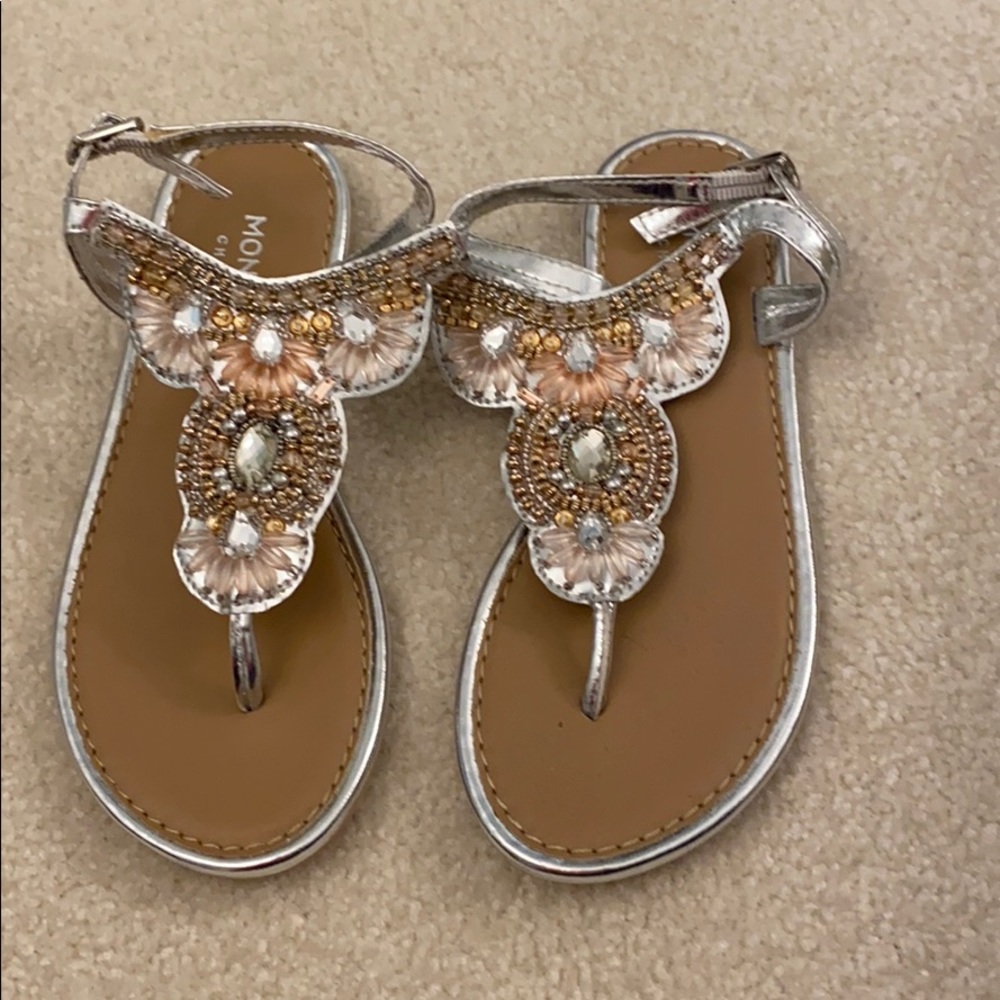Silver ornate girl sandals! Brand new !